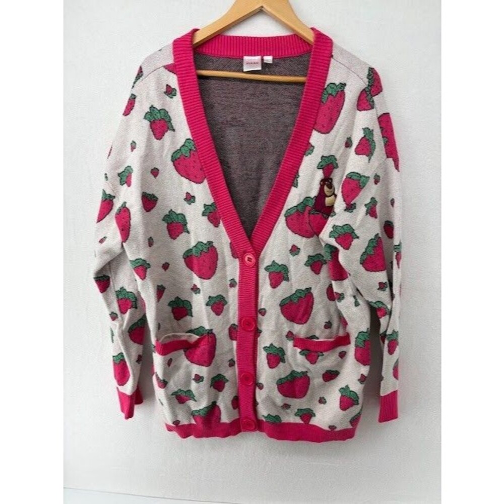 Disney Pixar Toy Story 3 Lotso Bear & Strawberries Cardigan Sweater Size 2X